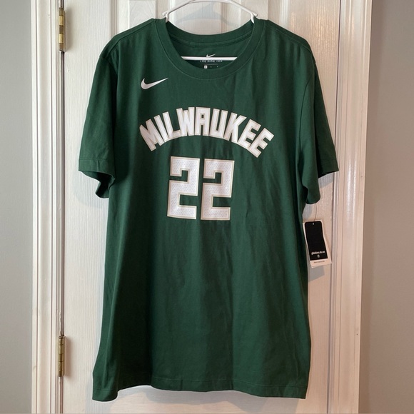 New NBA T-Shirt Mens L Milwaukee Bucks Khris Middleton‎ 22 Nike Green Basketball - Picture 1 of 16